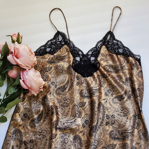 Lucie Ann II Vintage Paisley Silky Floral Lace Slip Top Nighty Teddy Lin… - Picture 16 of 16